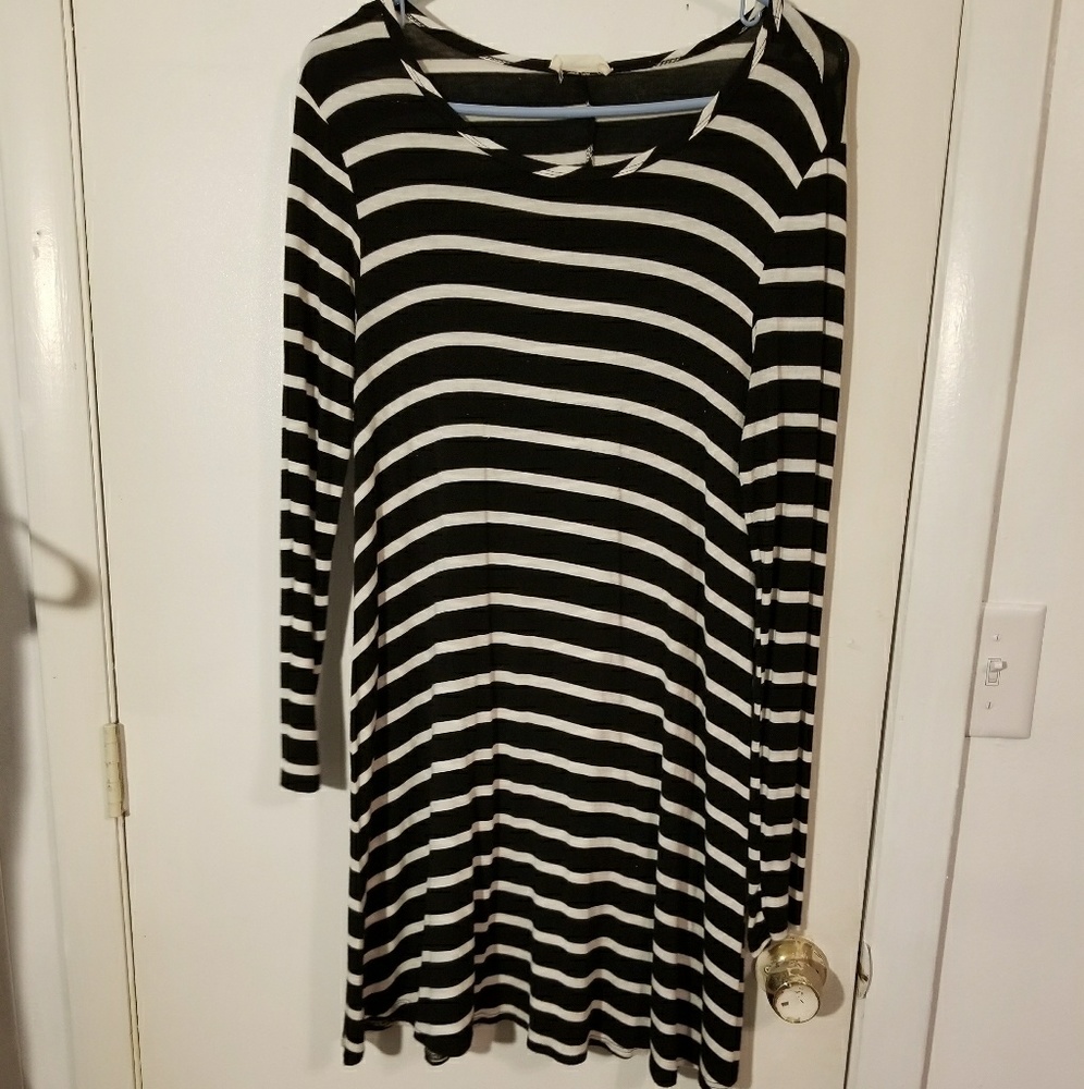Striped jersey tee shirt dress